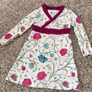 Tea Collection Floral Wrap Dress - Pink and Teal